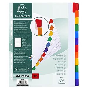 Exacompta register A4 Maxi, 160 g/m², 12 delen, wit met kleurrijke tabbladen