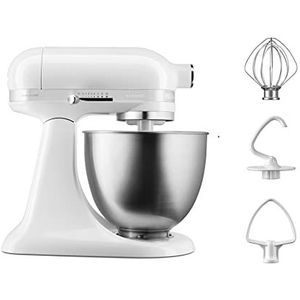 KitchenAid Standmixer - Mini mixer met kantelbare kop, accessoires en capaciteit van 3,3L - wit