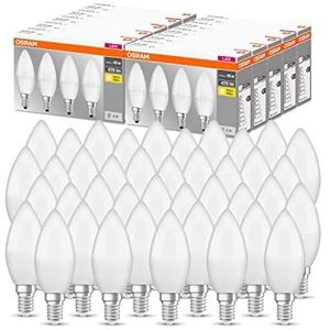 OSRAM Base Classic B led-lampen, kaarsvorm met E14-fitting, niet dimbaar, vervangt 40 watt, mat, warm wit - 2700 Kelvin, 40 stuks