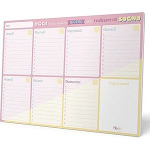 Grupo Erik - Notitieblok A4 Carouge blauw en roze, weekkalender | bureauonderlegger voor kantoor, weekplanner | kantoorpapierwaren, om te lijsten, geheugenblokken, schoolbenodigdheden, Italiaanse