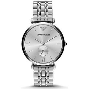 Emporio Armani voor dames, horloge met drie wijzers van roestvrij staal, kastmaat 40 mm, zilver, armband, zilver., Armband