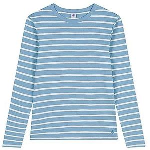 Petit Bateau A08cn T-shirt met lange mouwen voor dames (1 stuk), Azul blauw/Montelimar beige