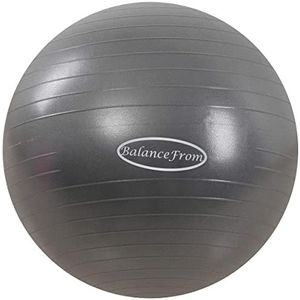 BalanceFrom Anti-burst en antislip oefenbal voor yoga, fitness, geboorte met snelpomp, capaciteit 907 kg (68-75 cm, XL, grijs)