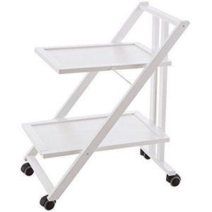 Arredamenti Italia AR_IT- 575 Simpaty serveerwagen, massief beukenhout, opvouwbaar, 64 x 79 x 45 cm, wit gelakt