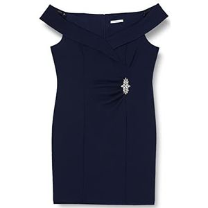 Gina Bacconi Robe fourreau courte à épaules dénudées pour femme avec taille froncée et détails ornés, bleu marine, 50