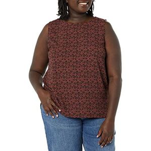 Amazon Essentials Débardeur sans manches pour femmes, coupe classique, col rond, marron caramel foncé floral, taille XXL