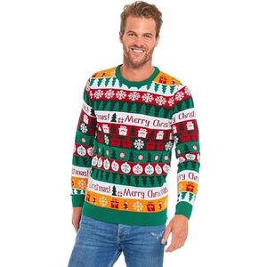 Lelijke kersttrui heren hoodie grappige gebreide trui Kerstmis met elf rendier en kerstboom, uniseks kersttrui voor feestjes