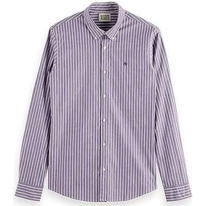 Scotch & Soda Essential Solid Poplin T-shirt voor heren, Lavendel/Violet Dream Stripe 6882