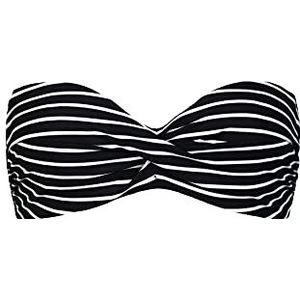 Short Stories Haut de bikini bandeau rembourré pour femme, Multicolore (Black Stripe 10048), 46