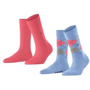 Burlington Everyday Mix 2-pack ademende katoenen sokken versterkt duurzaam zachte mix effen patroon fantasie argyle voor dagelijks leven en werk multipack set van 2 paar, Blauw (Deep Sea 6542)