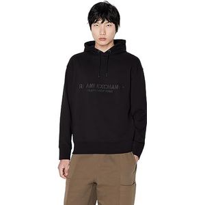 Armani Exchange Frenc Terry katoenen hoodie met schoudervrij logo, hoodie voor heren, zwart.