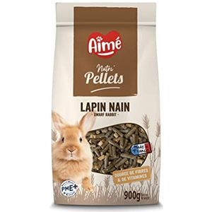 Aimé Nutri'Pellets | voer voor dwergkonijnen | compleet voer | granulaat maaltijd op basis van vitamines, vezels en granen | gemaakt in Frankrijk | 900 g
