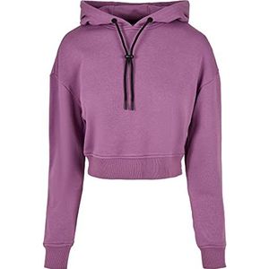 Urban Classics Terry Hoody dames capuchonpullover kort gesneden aangename badstof in 3 kleuren maten XS tot 5XL, Donker Paars