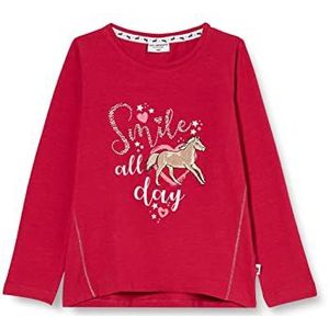 Salt & Pepper Shirt met lange mouwen voor meisjes met motief paard en stenen, hemd, jongens, fuchsia, 104-110, Fuchsia