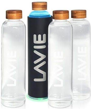 LaVie Pure Innovatieve waterzuiveraar met UVA-licht. Pak 1 luchtreiniger + 4 flessen van 1 liter. Verander je kraanwater in zoet en heerlijk water in 15 minuten. Kleur: antraciet (zwart, 4 l)