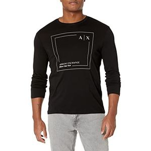 Armani Exchange T-shirt à manches longues en jersey de coton pour homme, Noir, XS