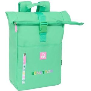 Benetton Mint Laptoprugzak met klep voor 15,6 inch (15,6 inch), rugzak voor verschillende leeftijden, comfortabel en veelzijdig, kwaliteit en duurzaamheid, 28 x 13 x 42 cm, pastelmintgroen, M,, Pastel