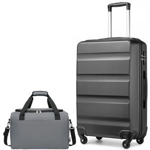 Kono Middelgrote handbagagekoffer, grote koffer met TSA-slot, harde schaal, ABS-schaal, cabinekoffer met Ryanair cabinetas, 40 x 20 x 25 cm, grijs., Bagagesets