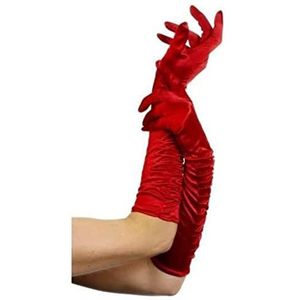 Smiffys Verleidster handschoenen, rood, lengte