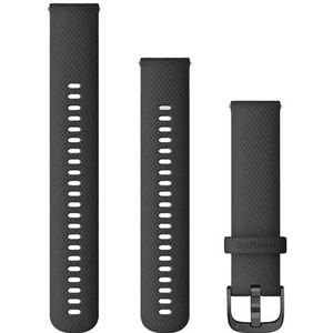 GARMIN Quick Release Horlogebandje, Siliconen, 20mm, Zwart, Geschikt voor Venu 2, 2 plus Forerunner 45/55/245/645, Approach S12/S40/S42, vivoactive 3/4, Vivomove serie