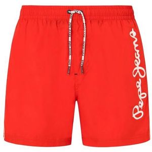 Pepe Jeans Short de bain avec logo pour homme, Rouge cerise, XL
