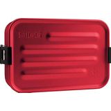 SIGG Metal Box Plus S unch box rood 0,8 l, moderne bento-box met geïntegreerd siliconen bord, lichte lunchbox met vakken