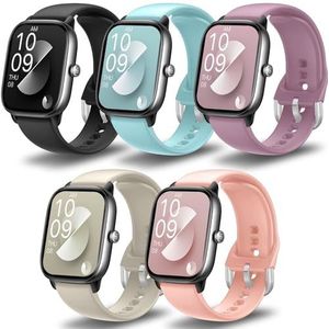 ASDONAL Sportarmband 5 stuks 20 mm compatibel met Amazfit GTS/GTS 2 (2mini)/GTS 3/GTS 4 Mini Woman, Amazfit Bip S Lite/Pip U Pro, sportarmband van zachte siliconen