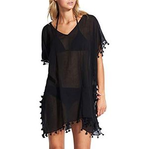 Seafolly Strandtuniek met Kwastjes Zwart