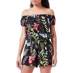 Urban Classics AOP Off Shoulder Classic Jumpsuit voor dames, zwarte bloem