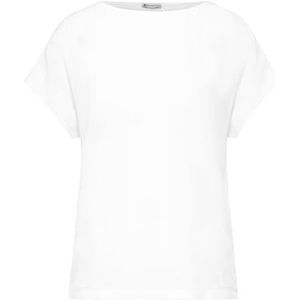 T-shirt en mélange de matières, Blanc., 42