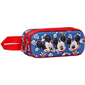 Mickey Mouse Grins 3D-dubbele rottee, blauw, Blauw, Pennenetui, 3D-dubbele grijns