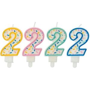 Folat 24172 Taartkaars met cijfer 2, 9 cm, gesorteerd, voor verjaardag, kinderverjaardag, feestje, bruiloft, bedrijfsfeest, verjaardag, meerkleurig