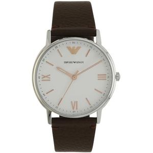 EMPORIO Armani Herenhorloge, analoog, kwarts, met leren armband, AR11173, Bruin, Riem