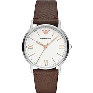 EMPORIO ARMANI Herenhorloge analoog kwarts met leren band AR11173, Bruin, riem