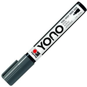 Marabu YONO 12400103079 Marker, donkergrijs 079, veelzijdige acrylstift met Japanse ronde punt, 1,5-3 mm, waterbasis, lichtecht en waterdicht, voor bijna alle ondergronden