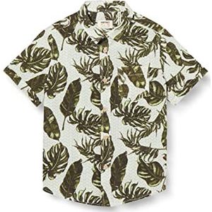 Koton Zomerthema Leaf Print Korte mouwen Shirt Katoen Jongens, Met wit patroon (0d0)