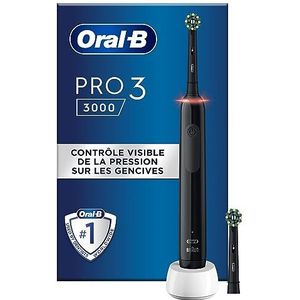 Oral-B Pro 3 3000 Elektrische tandenborstel, zwart, 2 borstels, ontworpen door Braun