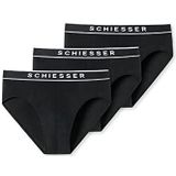 Schiesser Set van 3 biologisch katoenen slips - 95/5 - organisch herenondergoed (3 stuks), Zwart_179570, XXL