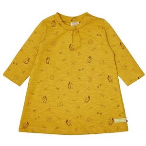 loud + proud Robe pour fille en jersey flammé avec impression, certifiée GOTS, curry, 110-116