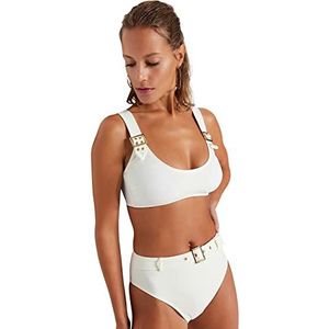 Trendyol Haut de Bikini en Tricot pour Femmes Maillot de bain, ecru, 36