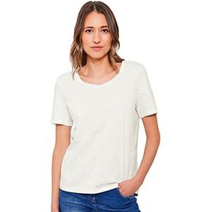 Cecil B319372 Dames basic T-shirt met korte mouwen, Vanilla Wit