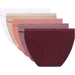 DIM Les Pockets EcoDim Damesslips, katoen, klassiek, 5 stuks, robijn / paars / roze / nieuwe huid / wit