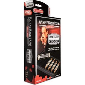 Hohner MBC5 Marine B- 1896 mondharmonica met toetsdoppen G, A, C, D en E, zwart, 5 stuks