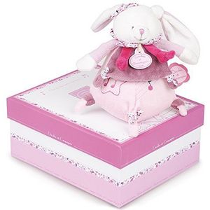 Doudou et Compagnie - baby muziekspeeltje - kersen konijn Tournicoti - 17 cm - wit en roze - DC2704
