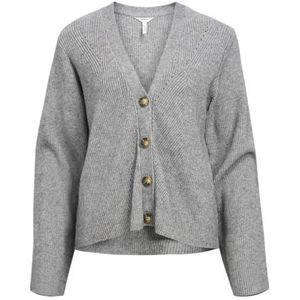 Object Objditte Re L/S Knit Cardigan Noos Damesvest, Medium grijs mengsel.
