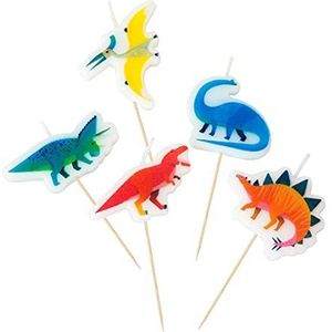 Talking Tables Dinosaurus taartkaarsen, cupcake-decoraties voor een verjaardagsfeestje van meisjes of jongens! 5-pack - plasticvrij!