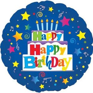 Suki Gifts S9114603 folieballon Happy Birthday, blauw