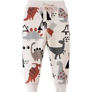 Pantaloni lunghi per ragazzi Lange kinderbroek voor jongens voor kinderen en jongeren (15 stuks), Lichtgrijze dinosaurus