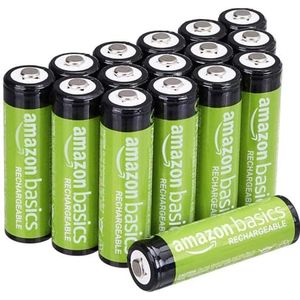 Amazon Basics AA oplaadbare batterijen, voorgeladen, 16 stuks (afbeelding kan afwijken)