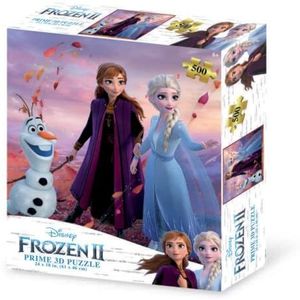 Grandi Giochi - Horizontale lenticulaire puzzel Frozen, Elsa, Anna en Olaf II met 500 stukjes inbegrepen en verpakking met 3D-PUR02000-effect, PUR02000